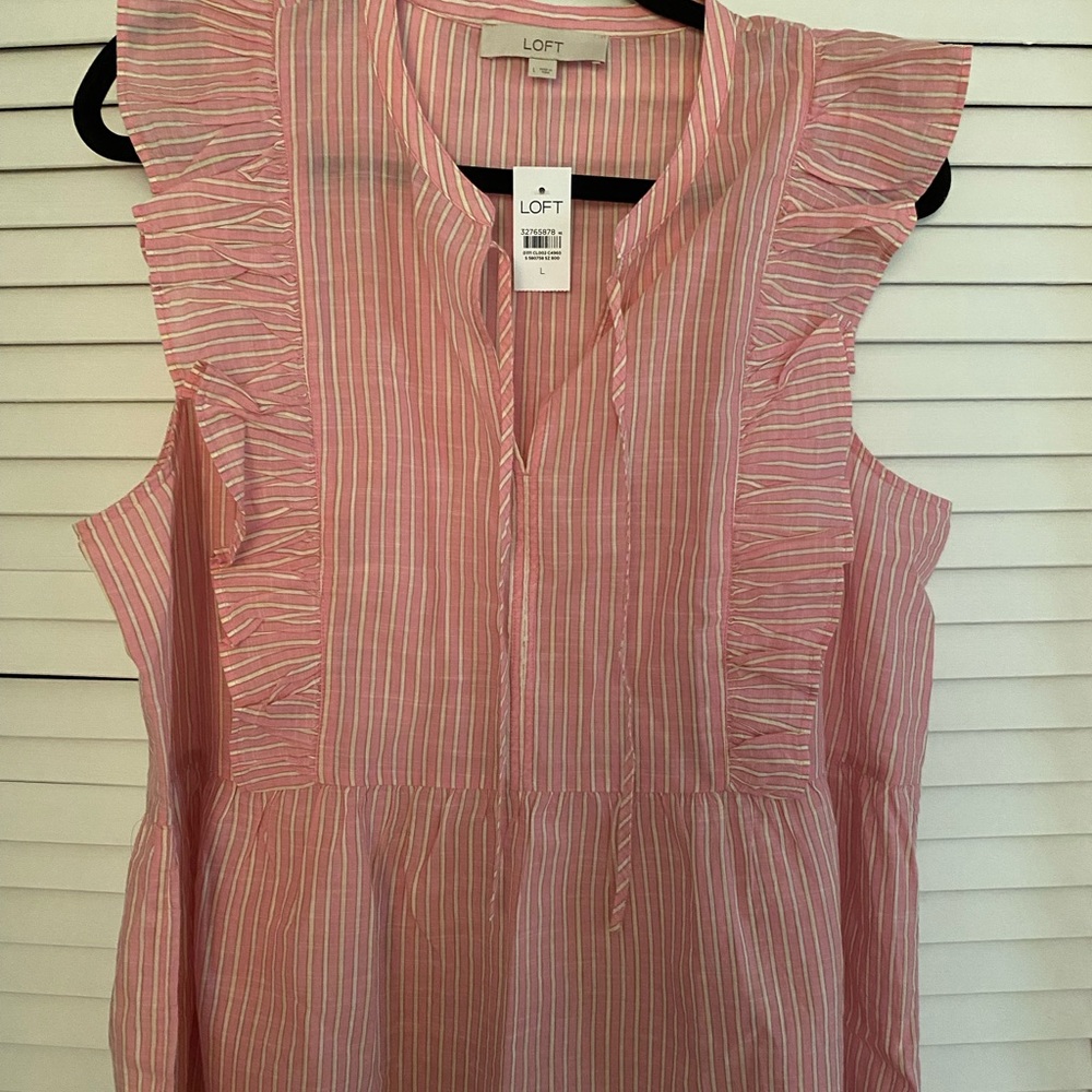 NWT - LOFT pink striped peplum top